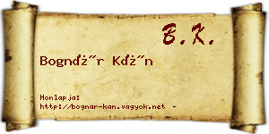 Bognár Kán névjegykártya